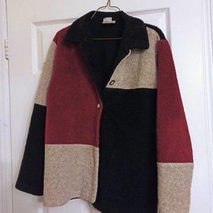 Colourblock teddy cardigan